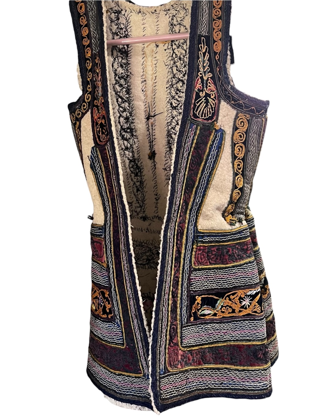 Handcrafted Vintage Tribal Quilted Wool Vest With Embroidery